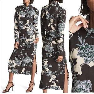 REISS Theresa Floral Print Midi Dress size 2